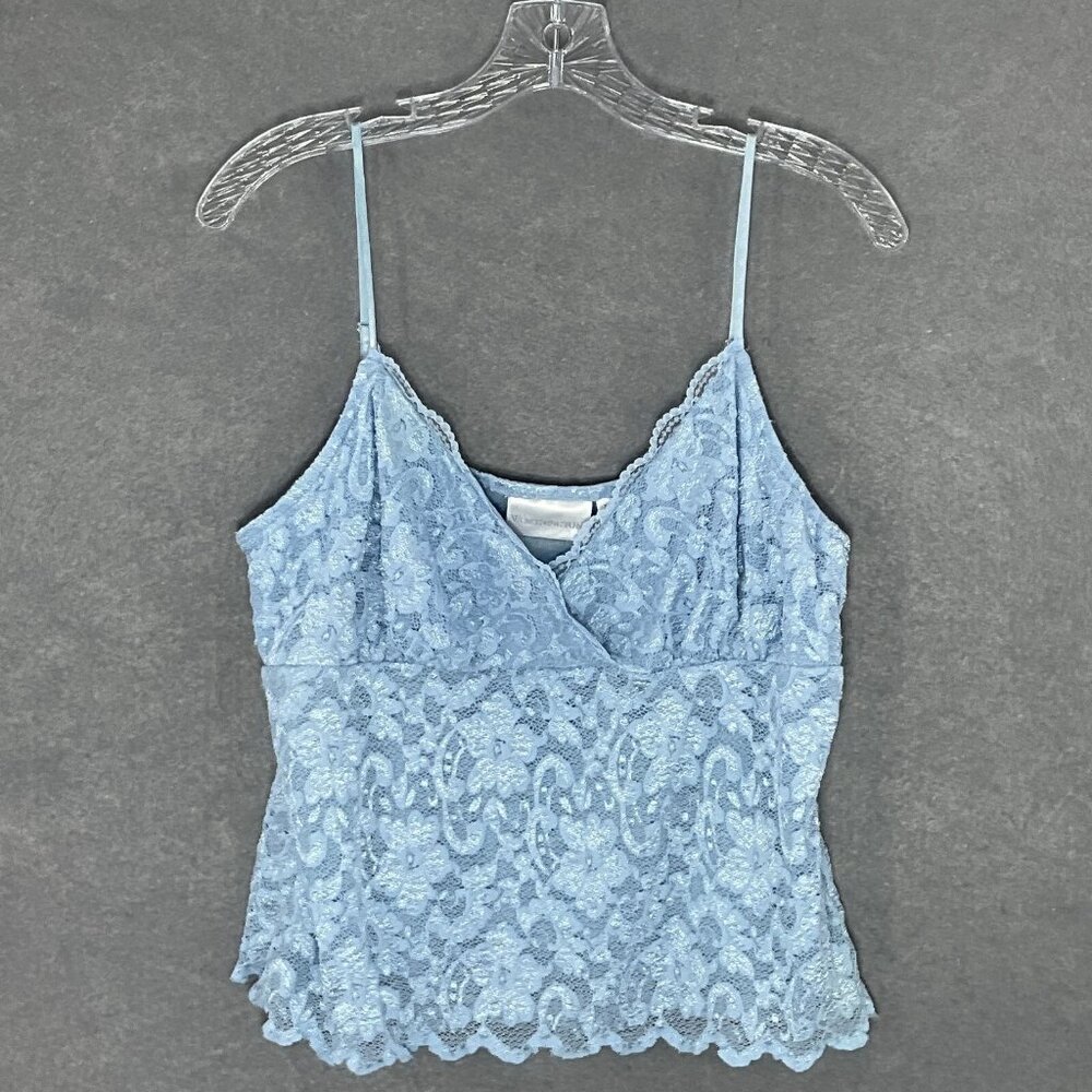 Worthington Top Womens Sz XL Blue Lace V-Neckline Babydoll Fairy‎ Y2K